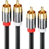 Deleycon 1m cinch kabelis stereo audio cinch rca kabelis 2x cinch kištukai į 2x cinch kištukus hifi sistemos hifi imtuvai namų kinas blu ray grotuvai - juodas