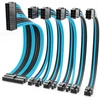 Deleycon maitinimo kabelio ilgintuvų rinkinys 6 dalys 30 cm vaizdo plokštės Pc kompiuterio pagrindinė plokštė Atx 24 kontaktų Eps 4+4 kontaktų Pci Express 6+2 kontaktų ir 6 kontaktų maitinimo kabelis nuo vyriško iki moteriško juodas mėlynas