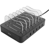 Deltaco Usb įkrovimo stotelė, 5 prievadai, Usb-a + 1 Usb-c prievadas (be laido) (juoda)