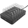 Deltaco Usb įkrovimo stotelė, 5 prievadai, Usb-a + 1 Usb-c prievadas (be laido) (juoda)