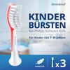 Demirdental vaikiškos galvutės, skirtos Philips Sonicare vaikų sonic dantų šepetėliams nuo 7 iki 10 metų, atitinka Hx6043 Hx6044, 3 vnt., raudonos