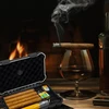 Dėžutė cigarų humidorui su priedais: nešiojamas cigarų dėklas kelionėms, kelioninis humidoras, cigarų laikiklis su cigarų V formos pjaustytuvu ir humidoriumi drėkintuvu bei higrometru – sandarus, atsparus vandeniui