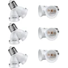 Dicuno e27 lempos lizdo skirstytuvas adapteris 2-in-1, e27 lizdo skirstytuvas, skirtas led lempai, lemputei, halogeninei lempai, lempos pagrindo keitiklis, 6 vnt.