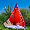Didelė vaikiška palapinė teepee tipi tvirtas namelis raudonas