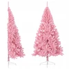 Dirbtinė eglutė pusė rožinė iš pvc ir plieno, 240cm x 125cm, 1050 šakų