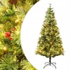 Dirbtinė Kalėdų eglutė su lemputėmis ir kankorėžiais, žalia, 150 cm, Pvc/pe