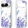Diygody elegantiškas gėlių mobiliojo telefono dėklas, suderinamas su Google Pixel 9 Pro 6.3 colio, skaidrus silikoninis Tpu apsauginis dėklas su levandų raštu moterims, itin plonas neslystantis smūgiams atsparus hibridas