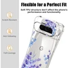 Diygody elegantiškas gėlių mobiliojo telefono dėklas, suderinamas su Google Pixel 9 Pro 6.3 colio, skaidrus silikoninis Tpu apsauginis dėklas su levandų raštu moterims, itin plonas neslystantis smūgiams atsparus hibridas