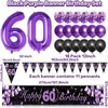 Djlla 60-ojo gimtadienio itin ilga "happy Birthday" girlianda (9 x 1,21 m), violetinė, auksinė, metalinė, guminė, 1 vnt., reklaminis skydelis, konfeti, balionai
