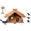 Dobar® 98370e dizaino lesyklėlė 'almhütte' - xl dydžio namelis paukščiams, trobelės dizainas - paukščių vila iš tvirtos medienos - lesyklėlė su stovu - didelė lesyklėlė - 66 x 66 x 136,5 cm - ruda