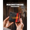 Dodensha Magsnap vyriška piniginė i plona piniginė su skyreliu monetoms i piniginės vyrams 10+ kortelių i magnetinio užsegimo plona vyriška piniginė i rfid apsauga, juoda-raudona, moderni