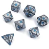 Dollatek metalinių kauliukų rinkinys drakono raštu, skirtas dungeon and dragon dnd kauliukų žaidimui (su juodu maišeliu) - pilkas