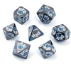 Dollatek metalinių kauliukų rinkinys drakono raštu, skirtas dungeon and dragon dnd kauliukų žaidimui (su juodu maišeliu) - pilkas