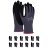 Donau Safety Flex darbo pirštinės, dydis 11, 12 porų, pilkos/juodos, mechaniko surinkimo pirštinės, padengtos nitrilu, atsparios lengvai alyvai, nailoninės apsauginės pirštinės darbui, automobiliui, sandėliui