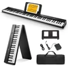 Donner Dp-10 nešiojamas pianinas, 88 klavišai pradedantiesiems, bluetooth sulankstomas pianinas su 128 ritmais, akordais, įrašymu, sulankstomas skaitmeninis pianinas su pedalu, pianino krepšiu, juodas