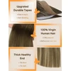 Doores tape-in tikrų plaukų priauginimas, ombre riešuto ruda į pelenų rudą ir šviesiai blondinę, 35 cm, 50 g, 20 vnt., tape-in plaukų priauginimas, remy tape priauginami tikri plaukai