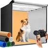 Duclus foto dėžė 80 cm (32 coliai) profesionalus sulankstomas foto studijos rinkinys su 3 reguliuojamomis led šviesos plokštėmis ir 5600 k nuolat reguliuojamu ryškumu, 6 matiniai pp fonai, šviesos palapinė dideliems produktams