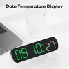 Duobagma didelis skaitmeninis sieninis laikrodis su temperatūros ekranu, naktiniu režimu, stalo žadintuvas 12/24h elektroninis led laikrodis su valdymu balsu