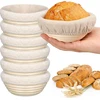 Duonos rauginimo krepšelių rinkinys iš 6 banneton krepšelių, tešlos fermentacijos padėklas, apvalūs rauginimo krepšeliai, rankų darbo rotango krepšeliai, artisan sourdough duonos gaminimo rinkinys