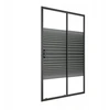 Dušo durys nišai stumdomos 95 cm juodos spalvos walk-in kabina 5 mm stiklas