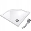 Dušo padėklas penkiakampis 80x80 Slim žemas 5 cm baltas Baltas su sifonu