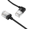 Dutevolns plonas cat 6 ethernet kabelis 90° kampu į kairę 0.5 m, itin plonas rj45 lan kabelis gigabitinis, skirtas mac, pc, maršrutizatoriui, ps4/5, (juodas)