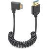 Duttek mini hdmi į hdmi 2.1 spiralinis kabelis 1.2 m, stačiu kampu mini hdmi į hdmi kabelis, hdmi 2.1 palaiko 8k @ 60hz, 4k @ 120hz, suderinamas su kamera, vaizdo kamera, planšetinio kompiuterio grafika, nešiojamuoju kompiuteriu