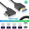Duttek mini hdmi į hdmi 2.1 spiralinis kabelis 1.2 m, stačiu kampu mini hdmi į hdmi kabelis, hdmi 2.1 palaiko 8k @ 60hz, 4k @ 120hz, suderinamas su kamera, vaizdo kamera, planšetinio kompiuterio grafika, nešiojamuoju kompiuteriu
