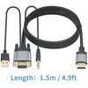 Duttek Vga į Hdmi kabelis, Vga į Hdmi keitiklis su 3,5 mm audio prievadu ir Usb 2.0 maitinimo prievadu, 1080p Vga kištukas į Hdmi kištuką, kabelis monitoriui, televizoriui, kompiuteriui 1,5 m (ne Hdmi į Vga)