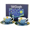 Dvi "žvaigždžių nakties" "van Gogh" espreso puodeliai su lėkštutėmis