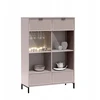 Dvidurė rifliuota vitrina svetainei Nomo 105 cm šviesiai smėlio spalvos Cashmere