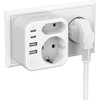 Dvigubas kištukas į lizdą, Jsver maitinimo juosta su usb 2 krypčių lizdo adapteriu (3680 w 16 a) su 2 usb a ir 2 usb c (5 v/3.4 a) daugkartinis kištukas į lizdą su jungikliu, skirtas ipad, iphone planšetiniams kompiuteriams