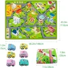 Dvipusis žaidimų kilimėlis vaikų kambariui 110 x 148 cm, žaidimų kilimėlis su 6 mašinėlėmis, didelis traukinio kilimėlis, kelioninis žaislas, edukacinis gatvės kilimas grindims, žaidimų kambariui, žaidimų zonai