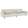 Fotelis Dvivietė sofa-lova su dvejomis pagalvėmis, kreminė, aksomas