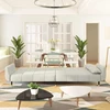 Fotelis Dvivietė sofa-lova su dvejomis pagalvėmis, kreminė, aksomas