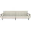 Fotelis Dvivietė sofa-lova su dvejomis pagalvėmis, kreminė, aksomas