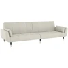 Fotelis Dvivietė sofa-lova su dvejomis pagalvėmis, kreminė, aksomas