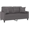 Fotelis Dvivietė sofa su pagalvėlėmis, pilka, 140cm, dirbtinė oda
