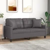 Fotelis Dvivietė sofa su pagalvėlėmis, pilka, 140cm, dirbtinė oda
