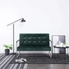 Fotelis Dvivietė sofa su porankiais, tams. žal. sp., chromas ir aks.