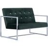 Fotelis Dvivietė sofa su porankiais, tams. žal. sp., chromas ir aks.