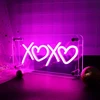 Pakabinamas šviestuvas Dwooke Xoxo neoninės iškabos, rožinės Xoxo Led iškabos, Usb maitinamas dvigubo sluoksnio akrilinis Led neoninis šviesos dėžė, reguliuojamo ryškumo neoninė iškaba stalo dekoravimui, sienų dekorui, barui, kalėdoms, valentino dienai