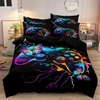Dxhome patalynės komplektas 135 x 200 cm žaidėjams, žaidimų pultelis, žaidimai, mėlyna violetinė patalynė, 3d spauda, minkštas mikropluoštas, dvipusis patalynės komplektas, 2 dalių paaugliams berniukams, antklodės užvalkalas su užtrauktuku + 1 pagalvės už