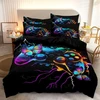 Dxhome patalynės komplektas 135 x 200 cm žaidėjams, žaidimų pultelis, žaidimai, mėlyna violetinė patalynė, 3d spauda, minkštas mikropluoštas, dvipusis patalynės komplektas, 2 dalių paaugliams berniukams, antklodės užvalkalas su užtrauktuku + 1 pagalvės už