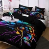 Dxhome patalynės komplektas 135 x 200 cm žaidėjams, žaidimų pultelis, žaidimai, mėlyna violetinė patalynė, 3d spauda, minkštas mikropluoštas, dvipusis patalynės komplektas, 2 dalių paaugliams berniukams, antklodės užvalkalas su užtrauktuku + 1 pagalvės už