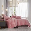 Dxhome Pūkuotas žieminis patalynės komplektas 135 x 200 cm, itin šiltas 4 dalių, minkštas flisinis antklodės užvalkalas šviesiai rožinės spalvos, pieno fliso patalynė vaikams su užtrauktuku ir 2 pagalvių užvalkalais 80 x 80 cm