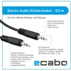 Ecabo 10003 stereo audio jack kabelis 3.5 mm male į 3.5 mm male - aux kabelis automobilių radijoms, mp3 grotuvams, imtuvams, kompiuteriams, nešiojamiems kompiuteriams, 0.50 m, juodas
