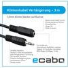 Ecabo 10023 stereo audio lizdo ilgiklis 3.5 mm kištukas į 3.5 mm lizdą - aux kabelis - ilgiklis - automobilių radijo imtuvams, mp3 grotuvams, imtuvams, kompiuteriams, nešiojamiesiems kompiuteriams, 3.00 m, juodas