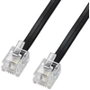 Ecabo 10089 15m modulinis telefono kabelis - 2x Rj11 kištukai - jungiamasis kabelis - vakarinis kištukas - 4 gyslų / 6p4c / 1:1 - plokščias kabelis telefonui, Isdn, atsakikliui, faksui, modemui - juodas