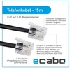 Ecabo 10089 15m modulinis telefono kabelis - 2x Rj11 kištukai - jungiamasis kabelis - vakarinis kištukas - 4 gyslų / 6p4c / 1:1 - plokščias kabelis telefonui, Isdn, atsakikliui, faksui, modemui - juodas